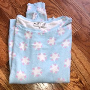 Wildfox Baby Blue Crewneck with White Pink Stars